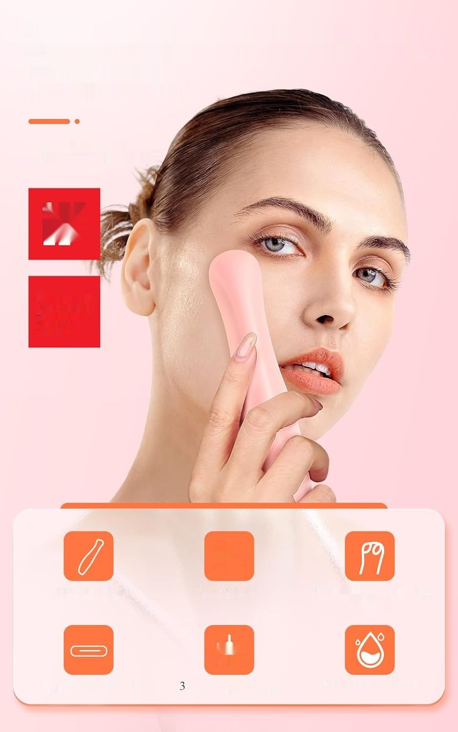 Urządzenie do masażu oczu TOUCHBeauty 3 w 1: EMS, ogrzewanie, wibracje (Różowy)