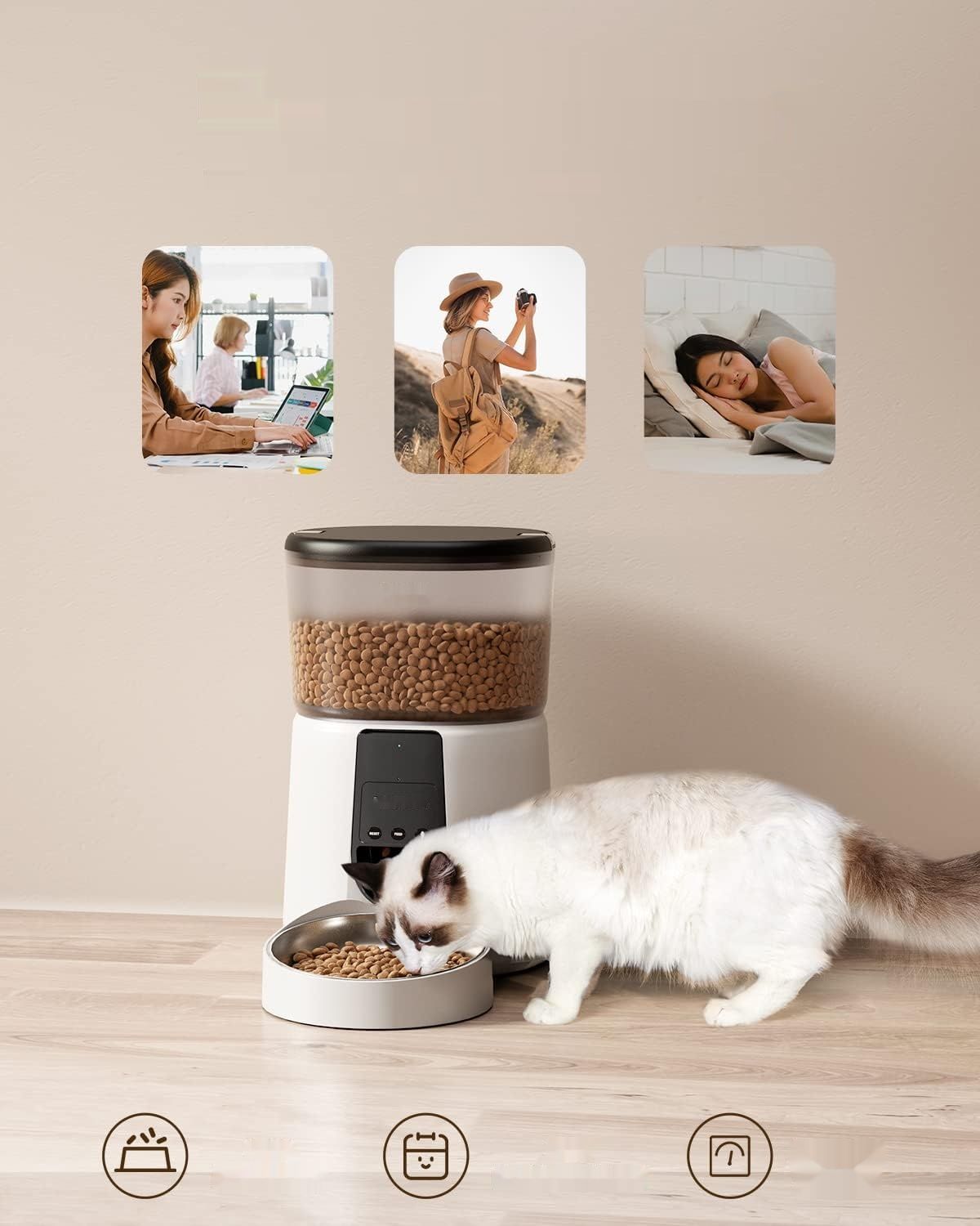 Puppy Kitty Automatyczny Podajnik Karmy, WiFi, Stalowa Miska, Sterowanie Aplikacją