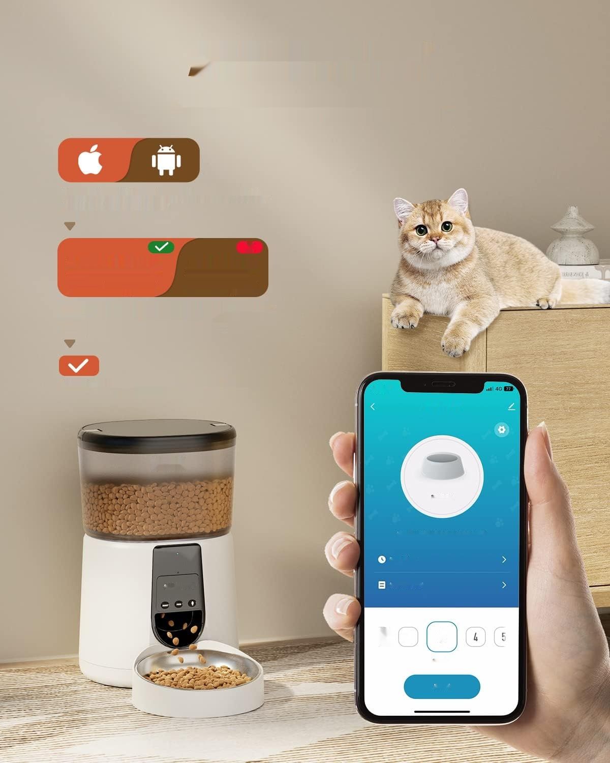 Puppy Kitty Automatyczny Podajnik Karmy, WiFi, Stalowa Miska, Sterowanie Aplikacją