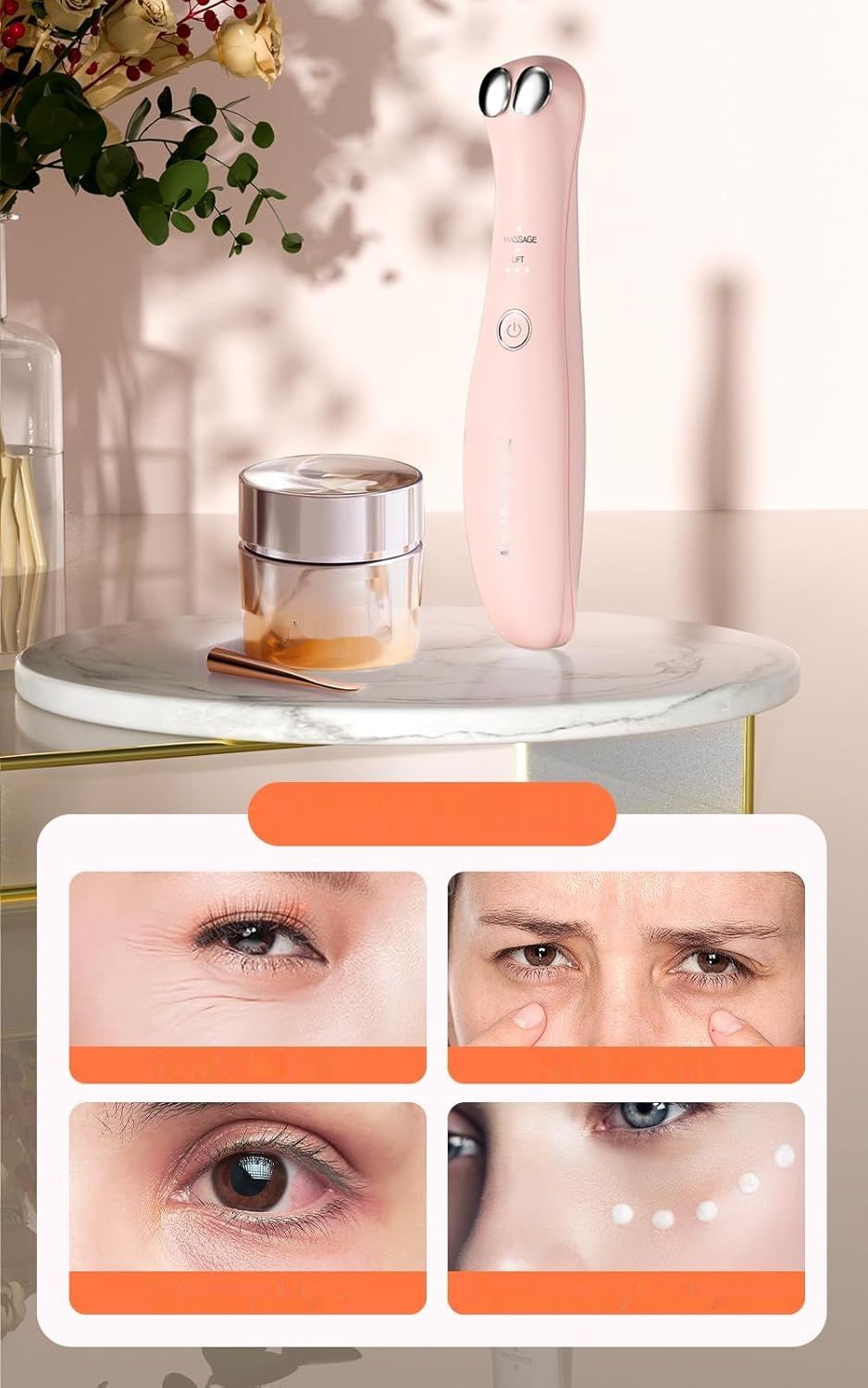 Urządzenie do masażu oczu TOUCHBeauty 3 w 1: EMS, ogrzewanie, wibracje (Różowy)