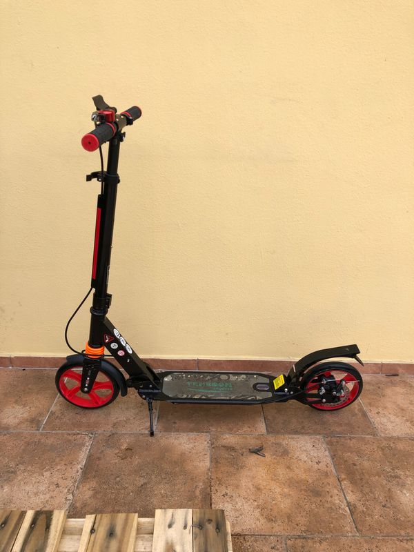 TENBOOM Hulajnoga Dziecięca, składana, aluminiowa, regulowana wysokość, hamulec ręczny i dzwonek dla dzieci od 8 lat i dorosłych