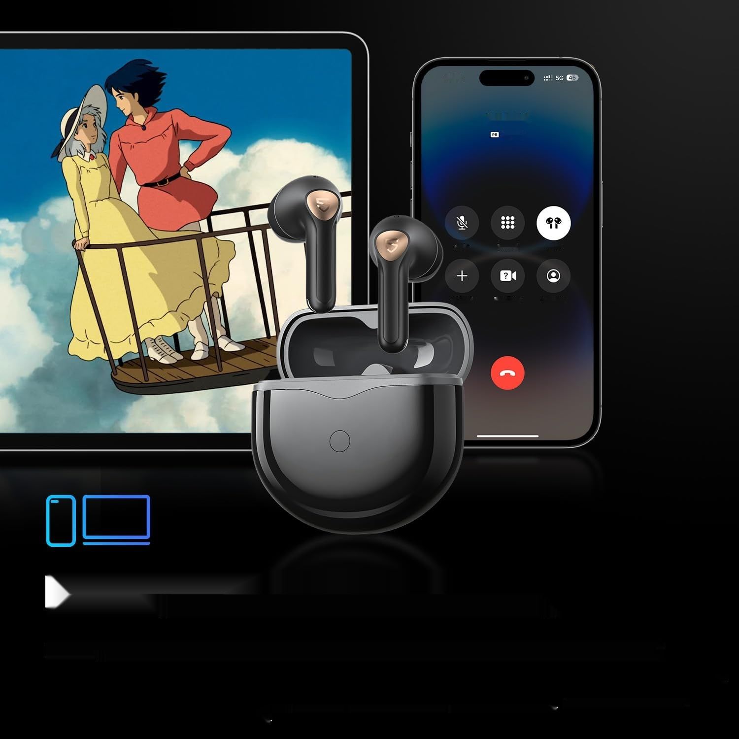 SoundPEATS Słuchawki Bluetooth na Półucho, Air4 Lite Hi-Res Audio, Bluetooth 5.3