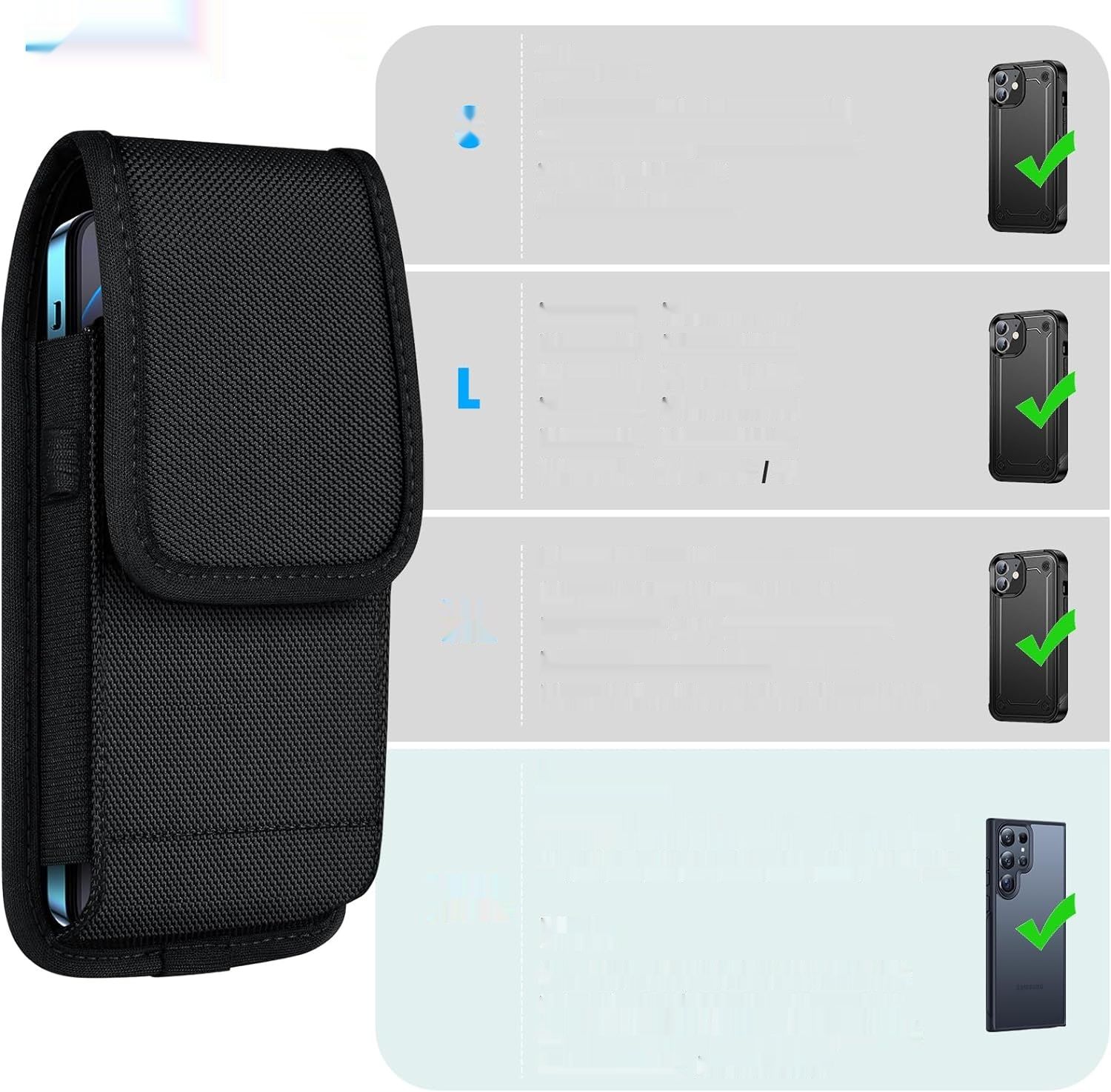 ykooe Torba na Pas na Telefon Komórkowy dla iPhone i Samsung (XL)