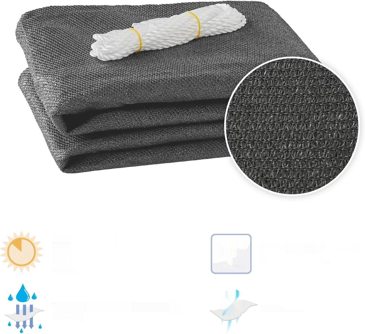 HAIKUS Sun Sail, 3 x 4 m, Prostokątny, Premium HDPE, UV i pogodoodporny, szary