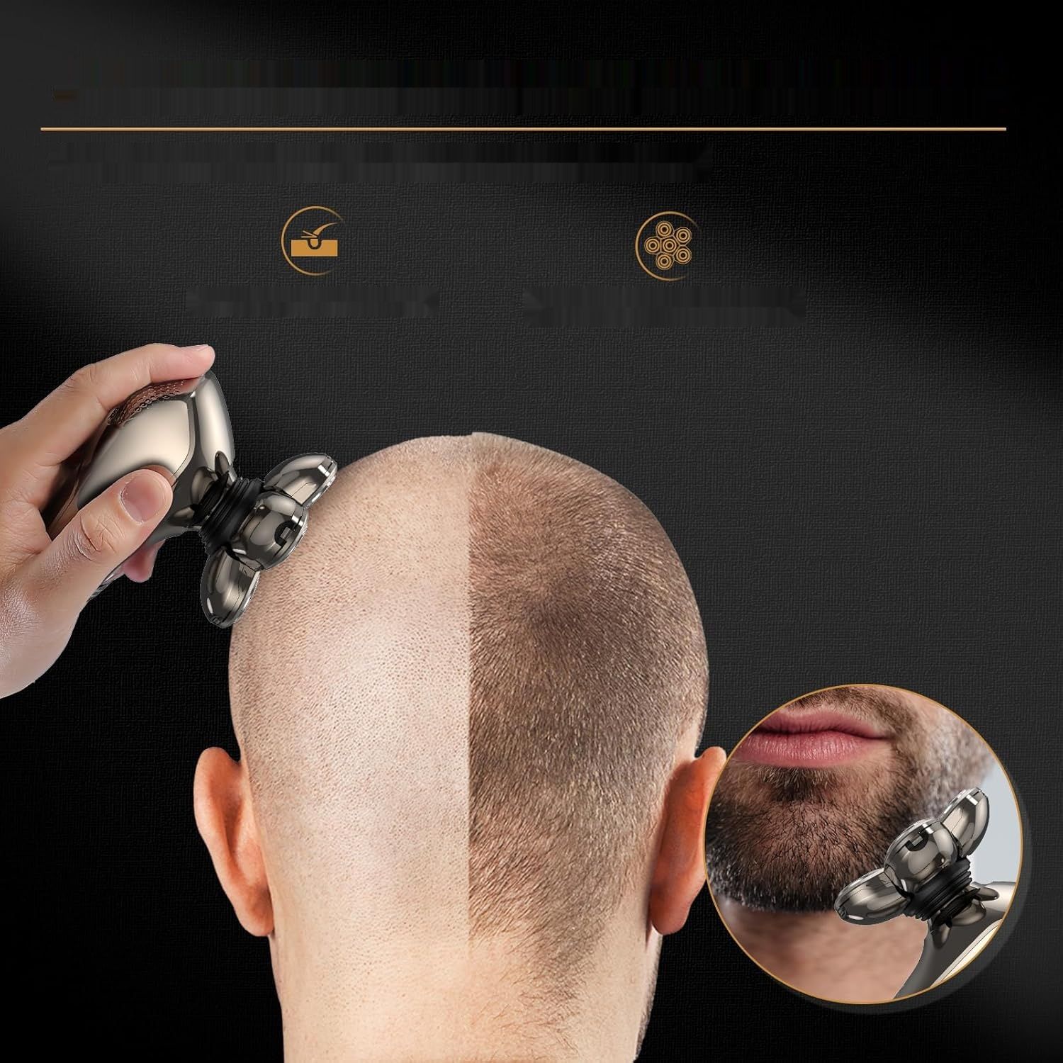 Bald Razor Męski Elektryczny, Kibiy 5-w-1, 6 Głowic, IPX7, Zestaw do Brody, Typ C