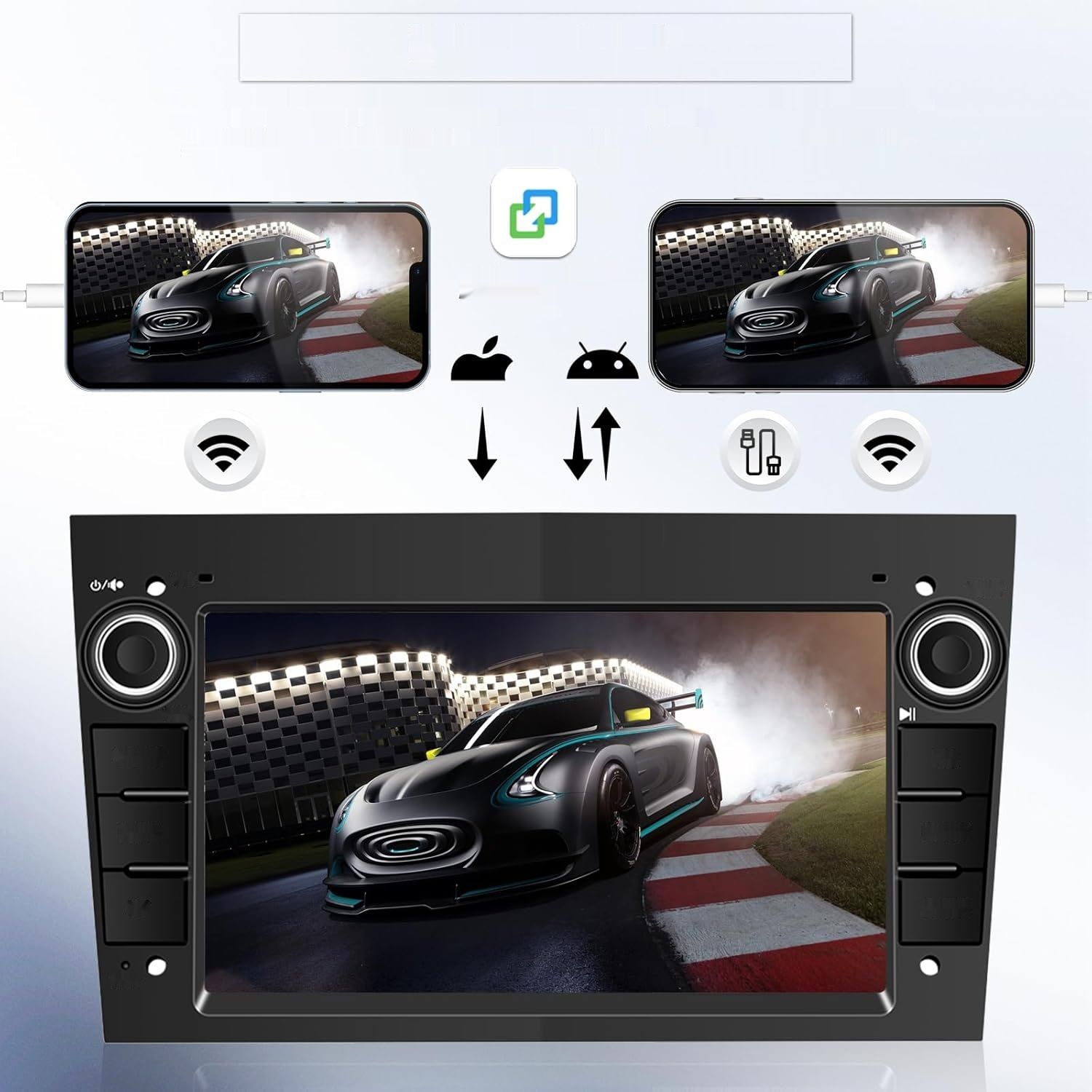 Android 13 Radio do Opel: 7&quot; HD, Mirror Link, Bluetooth, GPS, WiFi, Kamera.