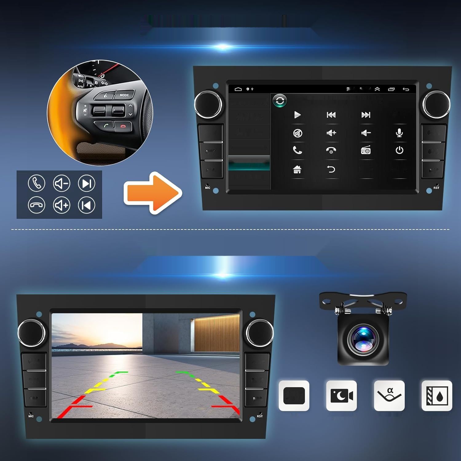 Radio samochodowe Android 13 do Opel Astra Antara Vectra Corsa Vivaro, 7&quot; ekran dotykowy, bezprzewodowy Carplay, Bluetooth, WiFi/GPS-NAV.