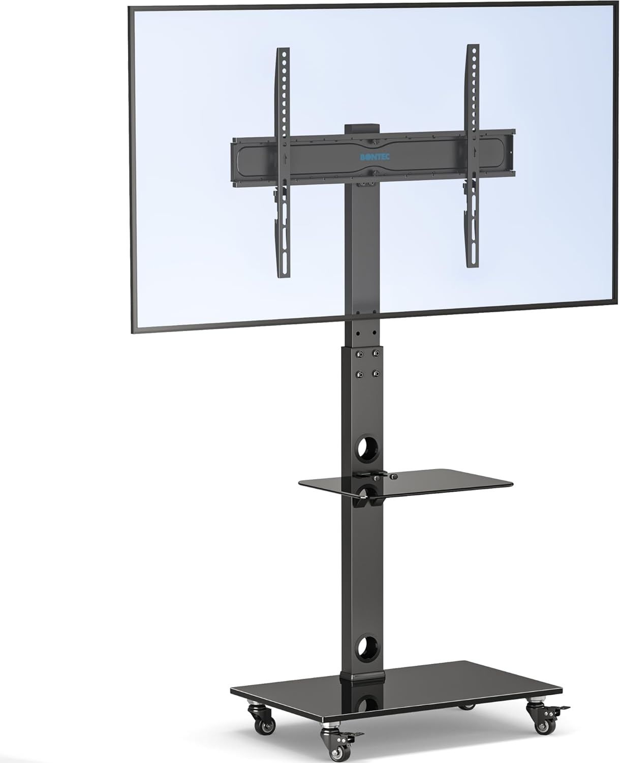 BONTEC Stojak na TV 30-70&quot;, 40 kg, 6 regulacji, 2 półki, VESA 600x400 mm