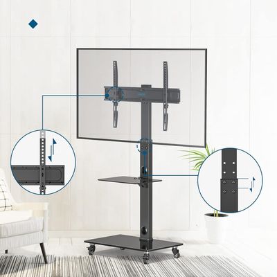 BONTEC Stojak na TV 30-70", 40 kg, 6 regulacji, 2 półki, VESA 600x400 mm