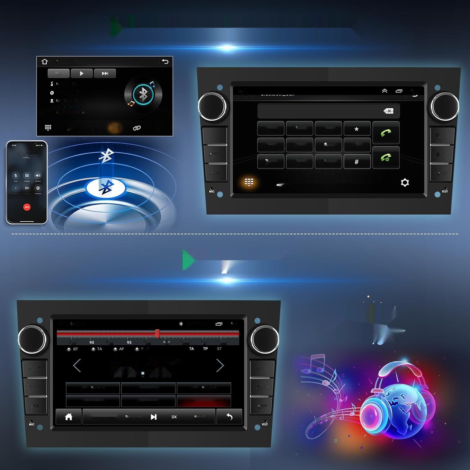 Radio samochodowe Android 13 do Opel Astra Antara Vectra Corsa Vivaro, 7&quot; ekran dotykowy, bezprzewodowy Carplay, Bluetooth, WiFi/GPS-NAV.