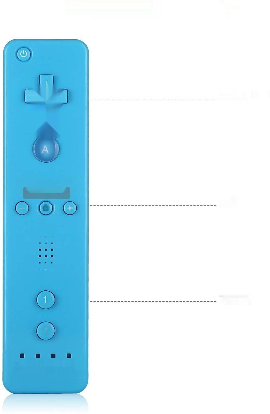 Controller dla Nintendo Wii, Wii U, z Motion Plus, Nunchuck i etui, Niebieski