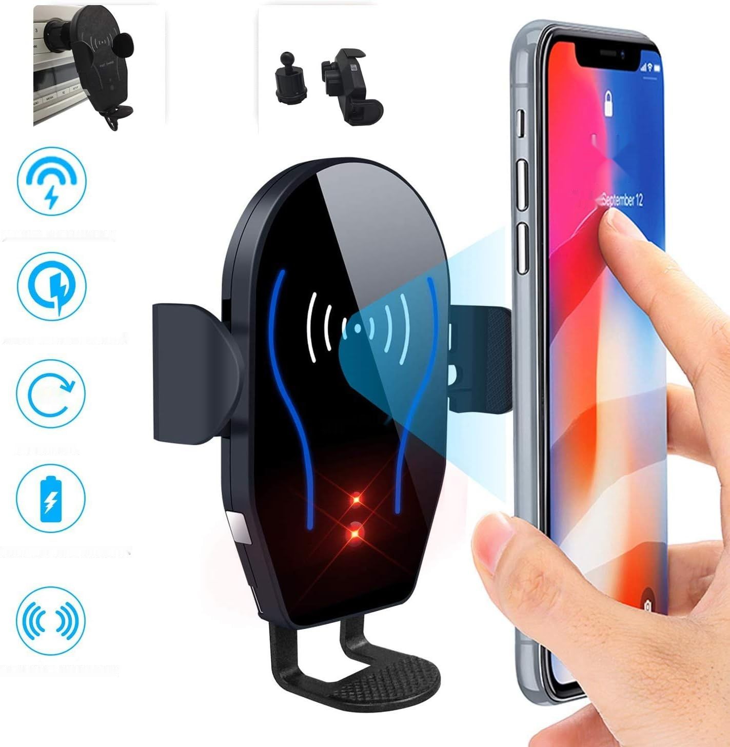 OYEFLY Uchwyt z bezprzewodowym ładowaniem kompatybilny z Smart 453 Forfour Fortwo