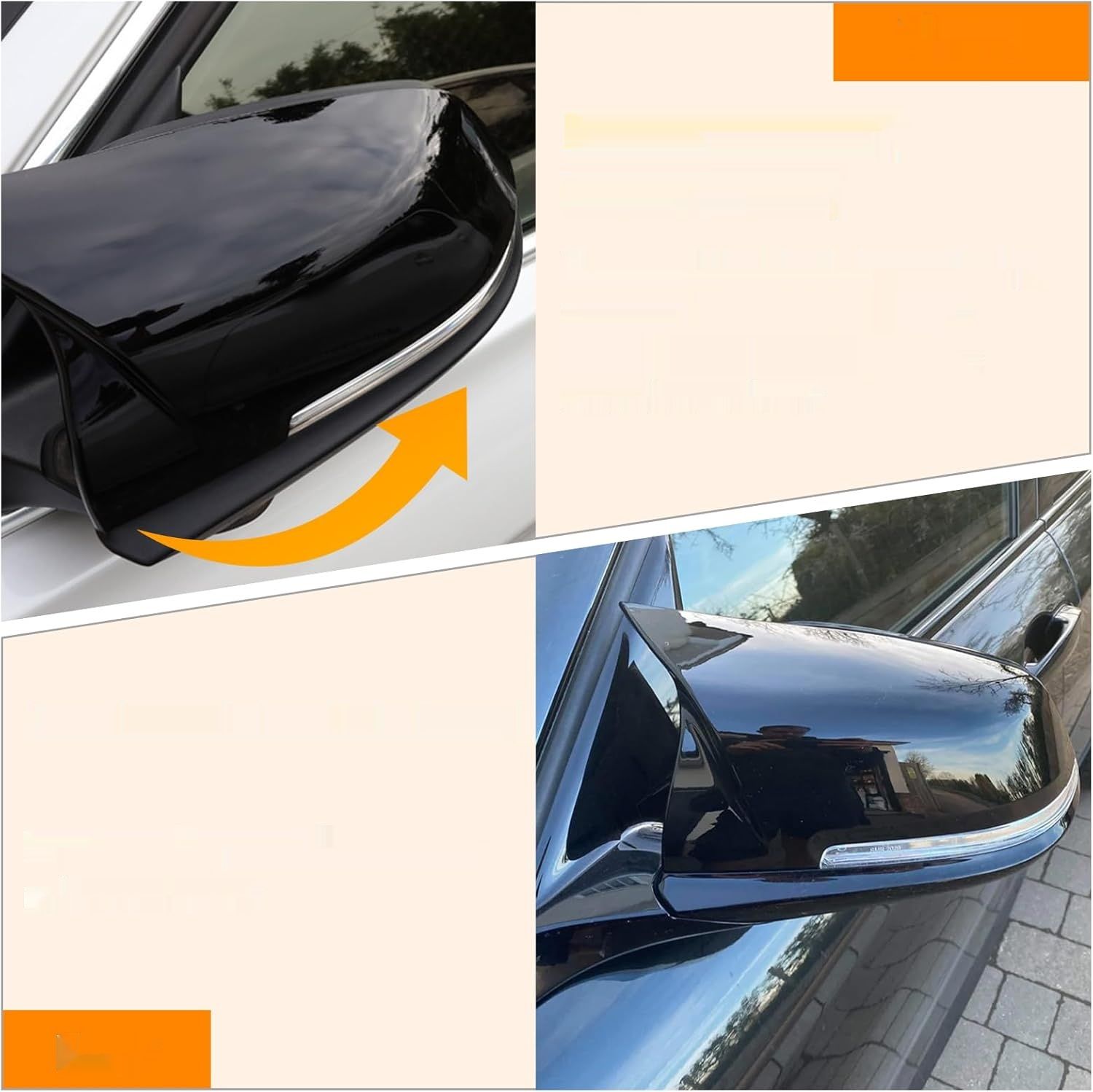 Altsbaos osłona lusterka wstecznego do BMW F20-36, E84, I01, X1 w kolorze czarnym połyskującym.