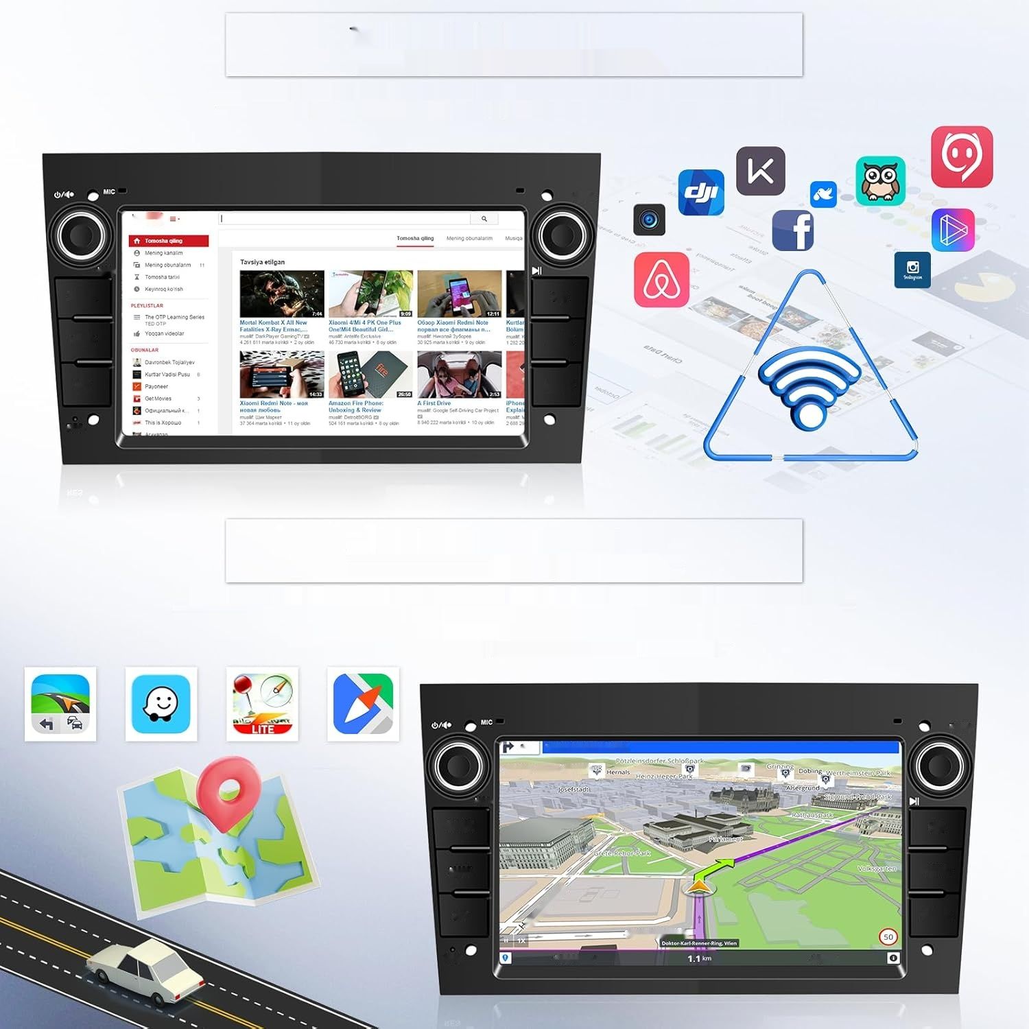 Android 13 Radio do Opel: 7&quot; HD, Mirror Link, Bluetooth, GPS, WiFi, Kamera.