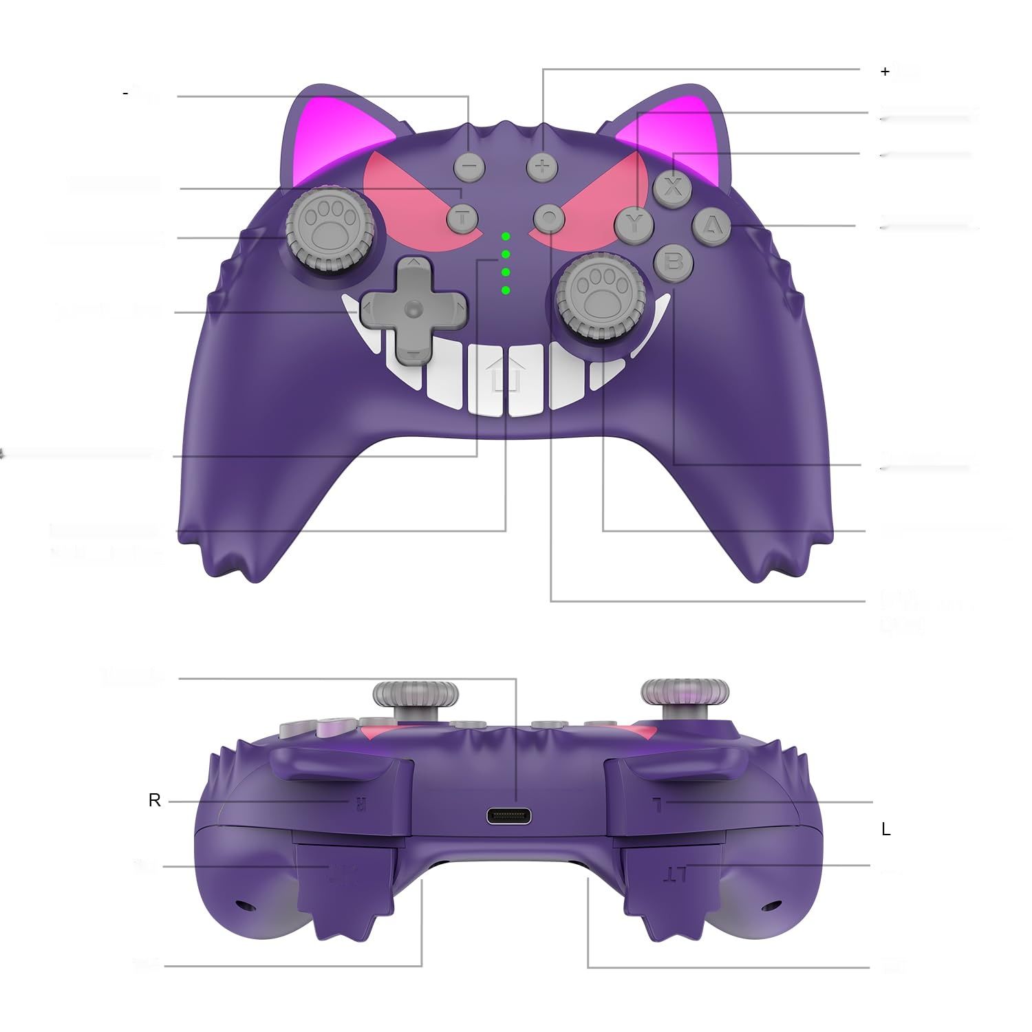 Switch Pro Controller, Wireless, dla Switch Lite, OLED, PC, z Turbo, 6-osiowy, wibracja, programowalny