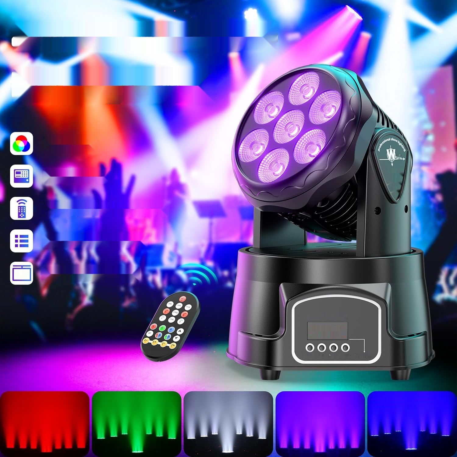 Zestaw 1 sztuki 7x15W reflektora LED Wash, DMX512 RGBW, 5 trybów sterowania
