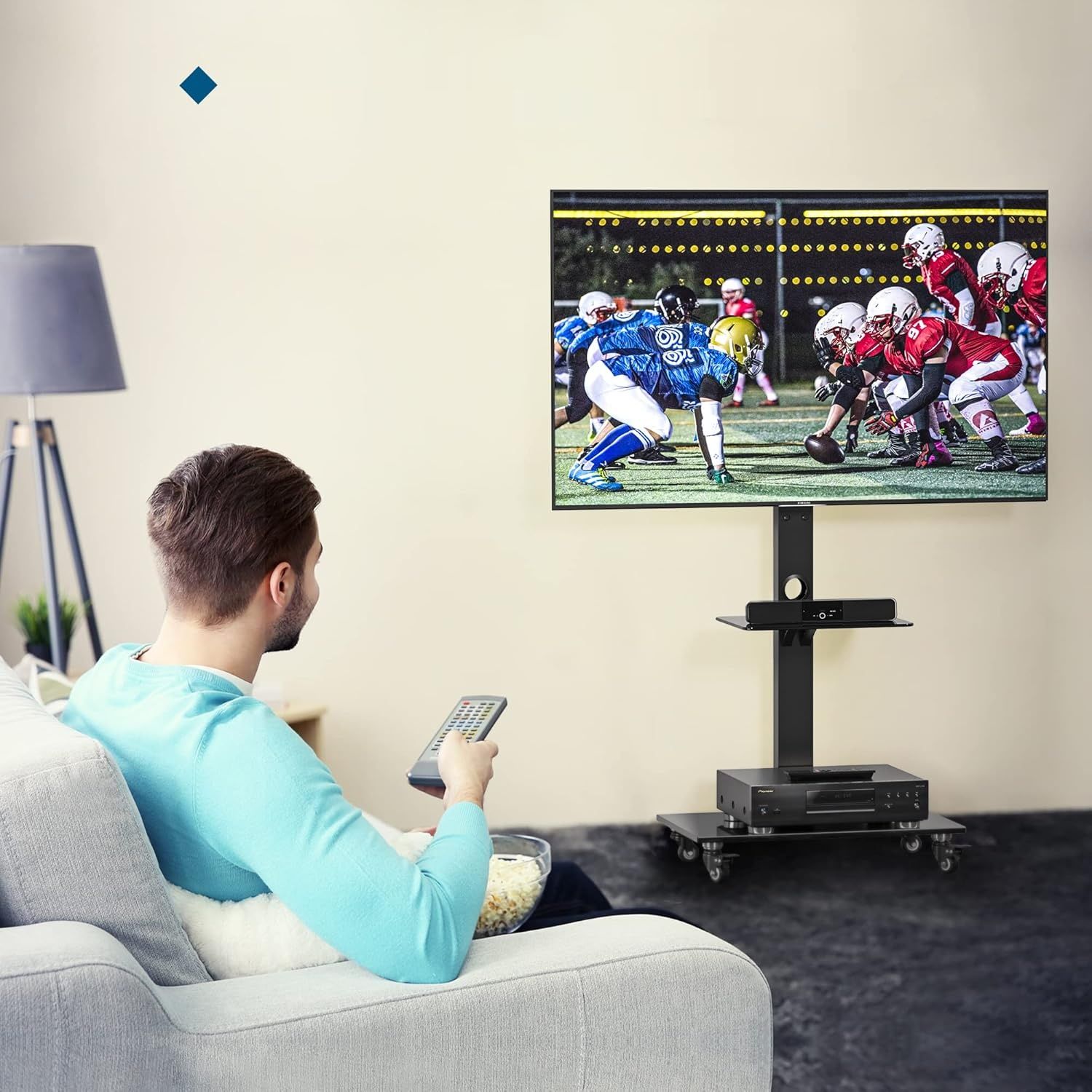 BONTEC Stojak na TV 30-70&quot;, 40 kg, 6 regulacji, 2 półki, VESA 600x400 mm