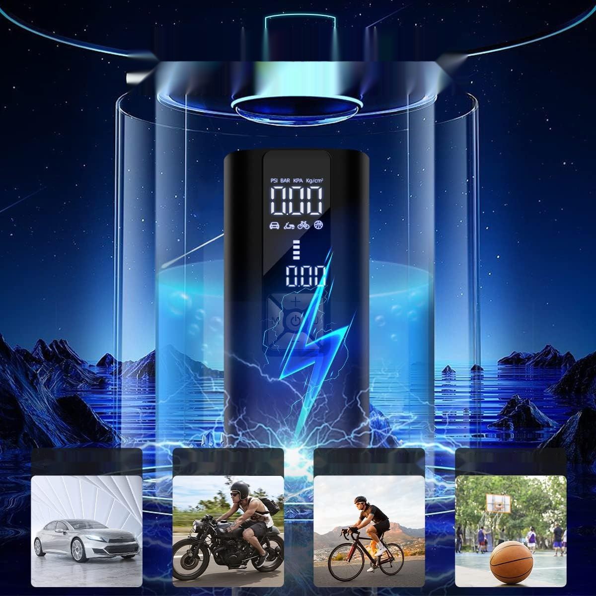 Pompka Rowerowa 8000mAh, USB-C, Power Bank, 150PSI do Samochodów, Rowerów