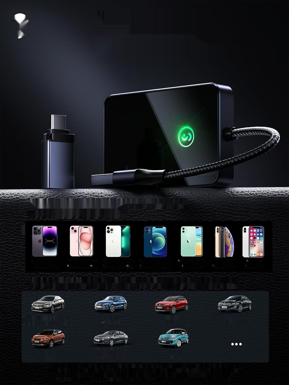 SOOMFON CarPlay bezprzewodowy adapter 5,8 GHz USB Dongle do iPhone&#39;a, iOS 10+