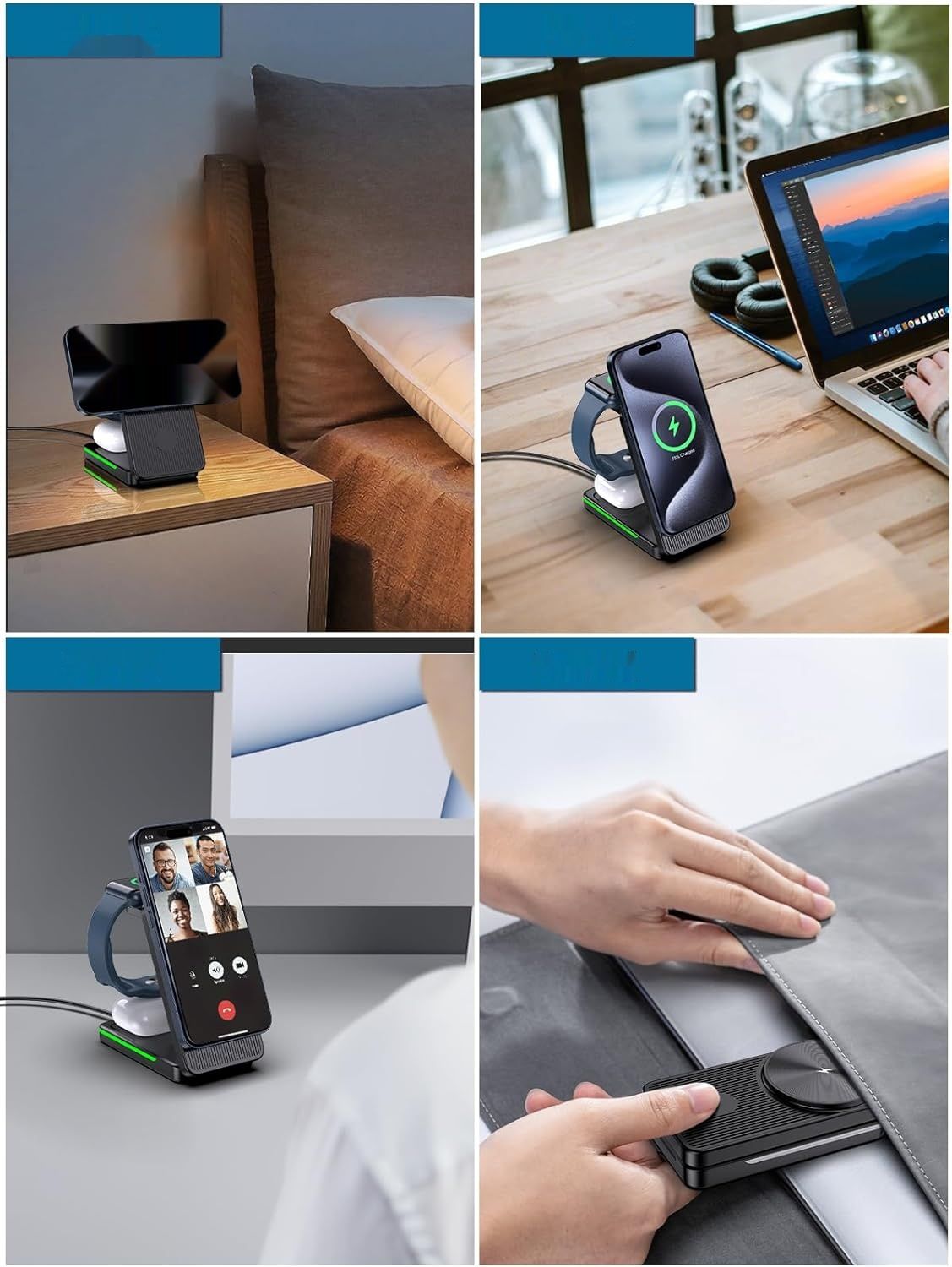 NeotrixQI Ładowarka MagSafe 15W, szybkie ładowanie, składana, do iPhone, Apple Watch, AirPods
