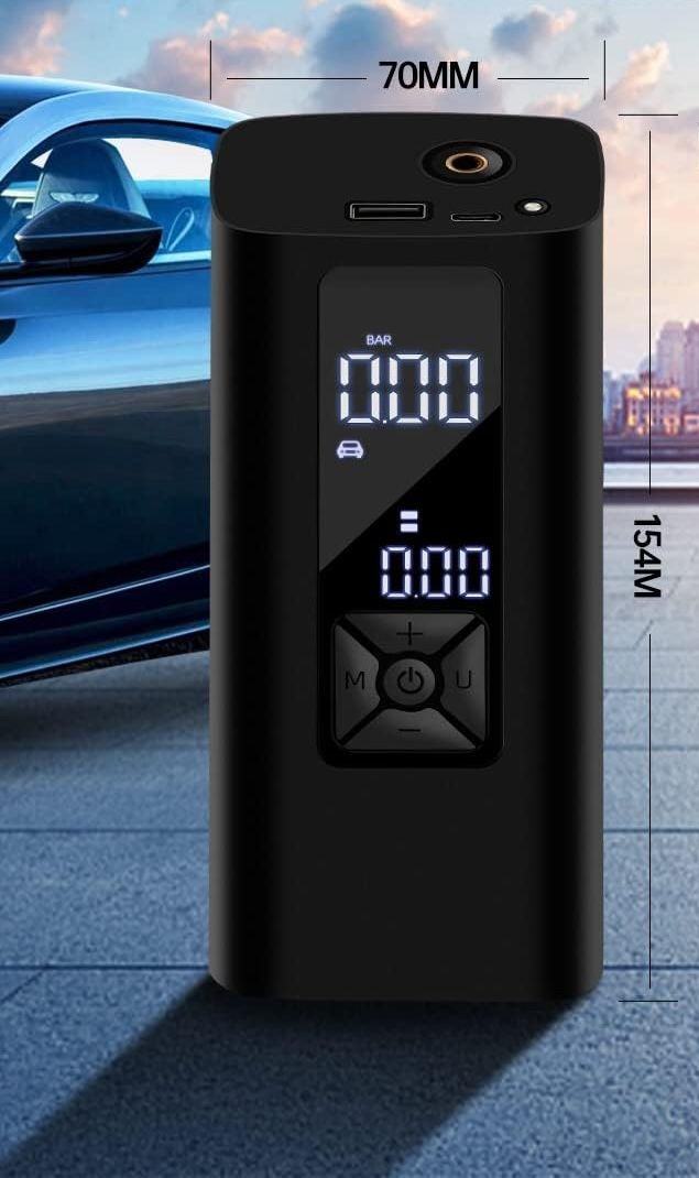 Pompka Rowerowa 8000mAh, USB-C, Power Bank, 150PSI do Samochodów, Rowerów