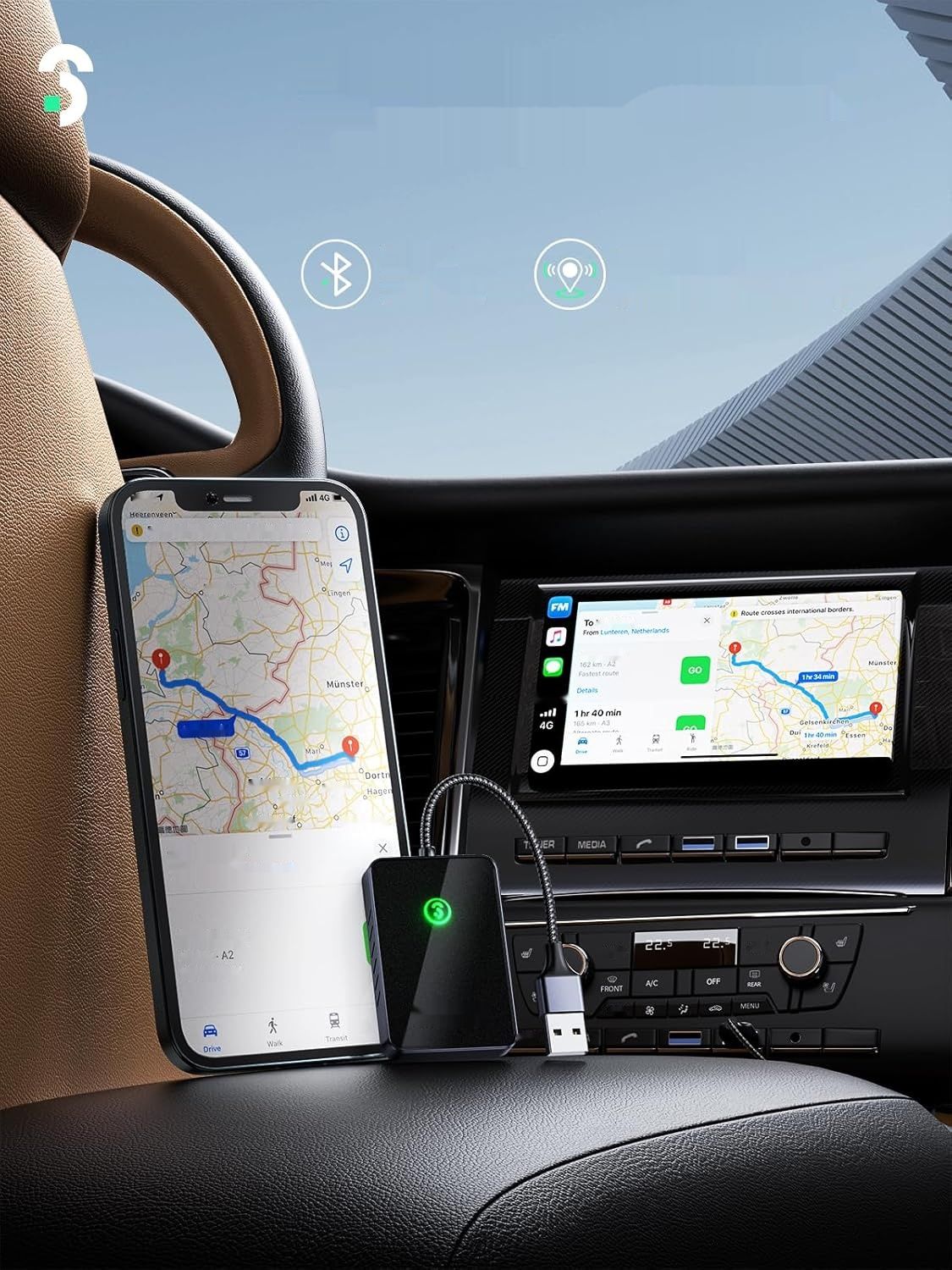 SOOMFON CarPlay bezprzewodowy adapter 5,8 GHz USB Dongle do iPhone&#39;a, iOS 10+