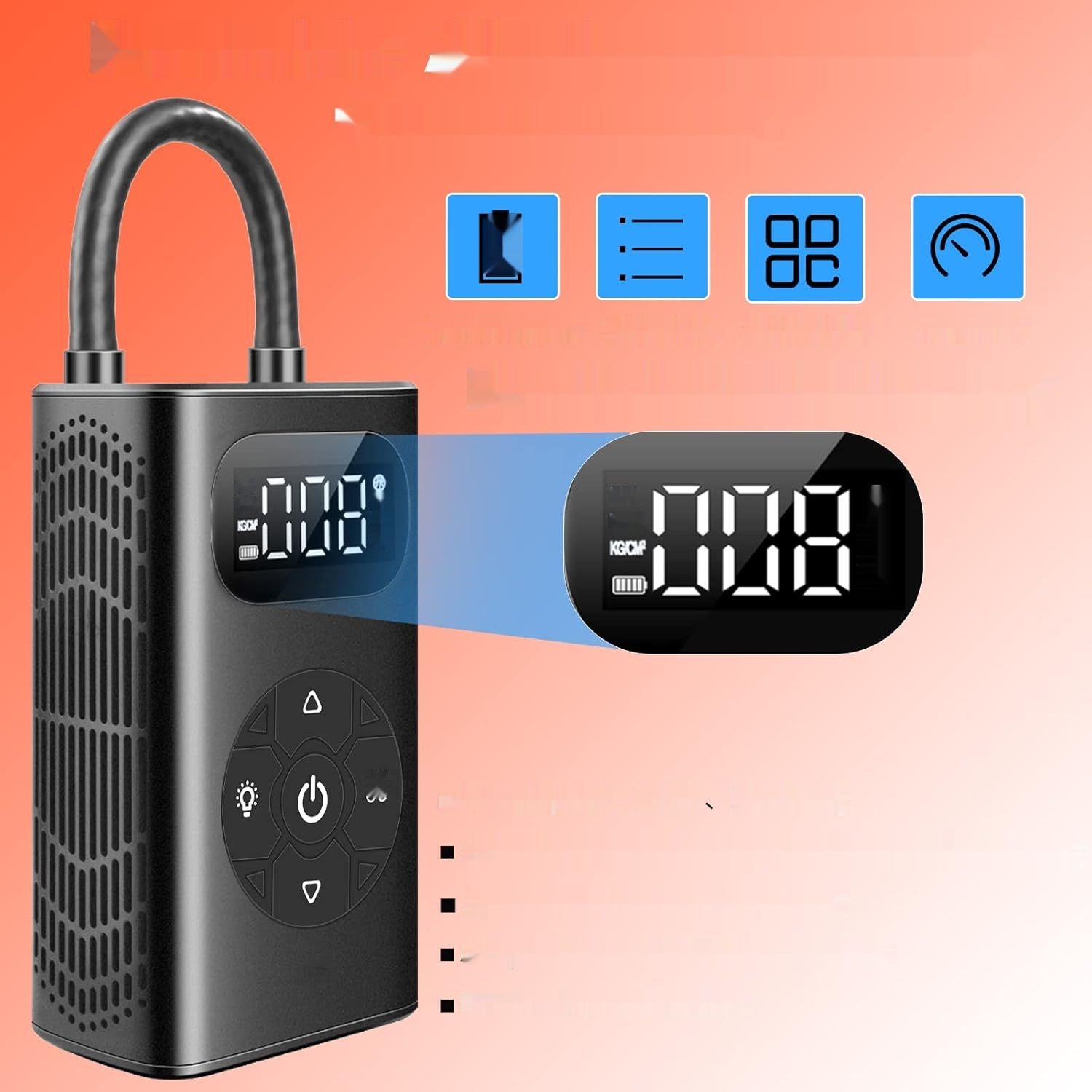 yanace 10,3 Barra Elektryczna Pompa Rowerowa, Bateria 6000 mAh, LED