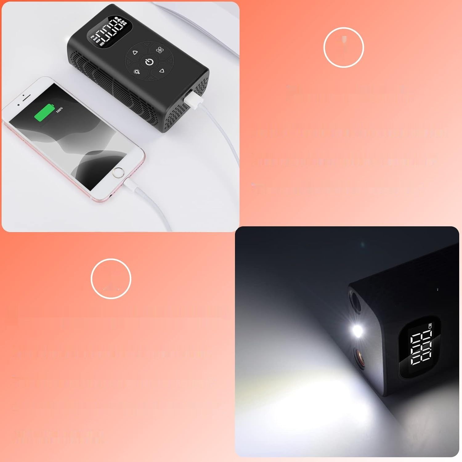 yanace 10,3 Barra Elektryczna Pompa Rowerowa, Bateria 6000 mAh, LED