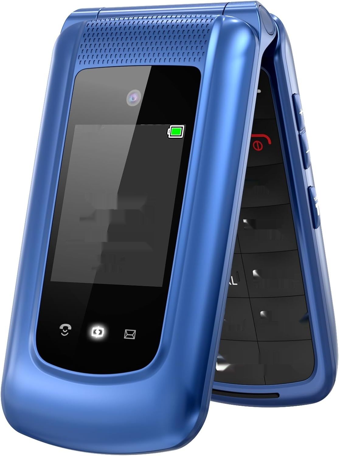 Telefon komórkowy GSM Senior, składany, duże klawisze, połączenie alarmowe, Dual SIM, niebieski