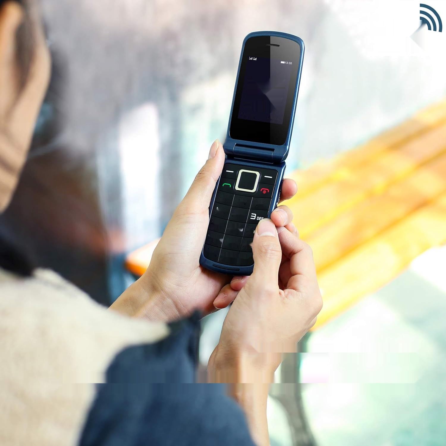 Telefon komórkowy GSM Senior, składany, duże klawisze, połączenie alarmowe, Dual SIM, niebieski