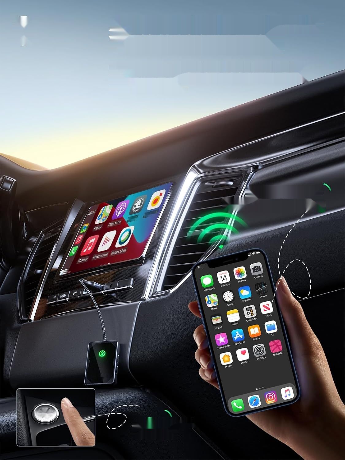 SOOMFON CarPlay bezprzewodowy adapter 5,8 GHz USB Dongle do iPhone&#39;a, iOS 10+