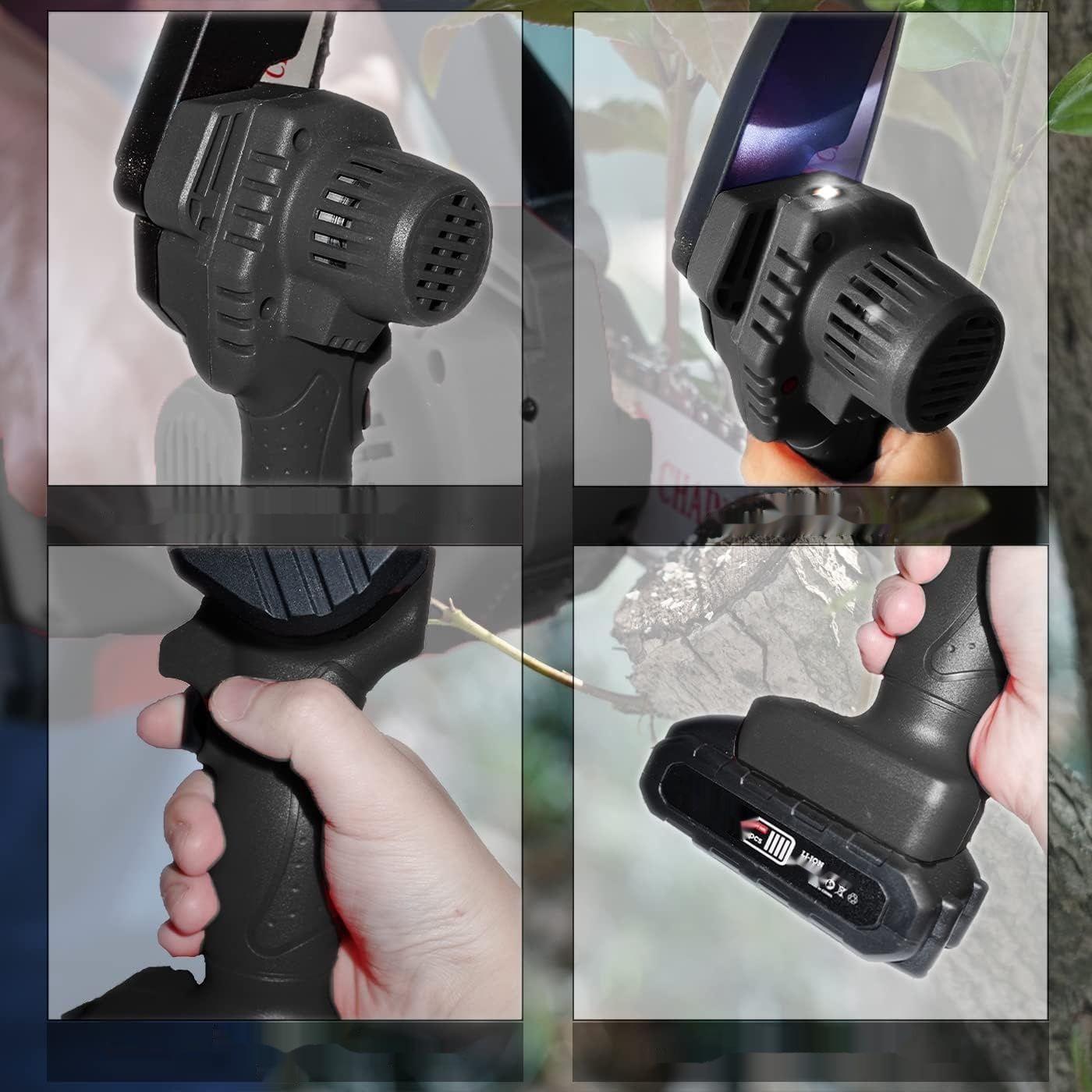 Mini Piła Łańcuchowa, Merlvida 4 Cala z 4 Łańcuchami i 2 Bateriami, Standard CE.