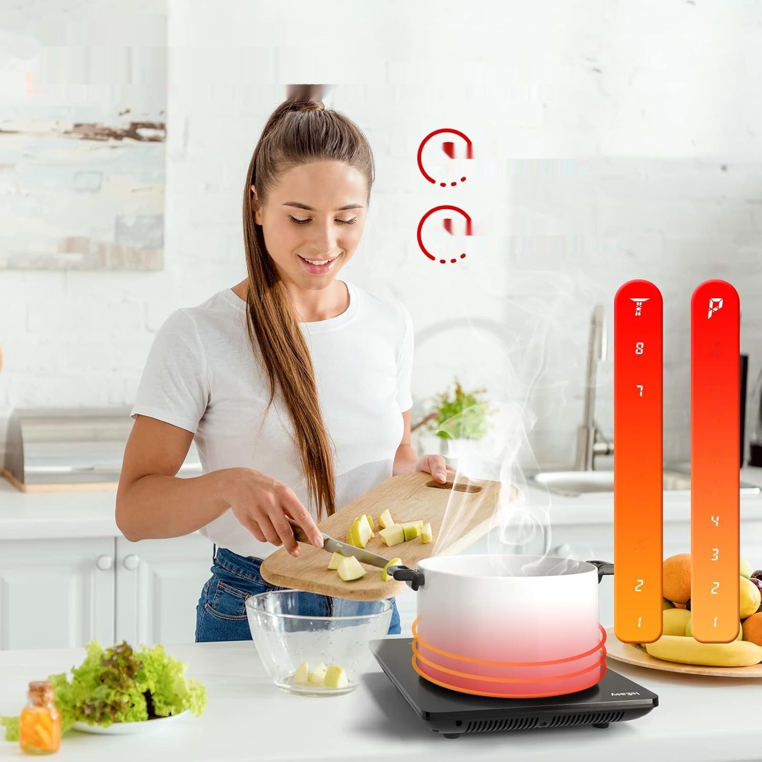 IsEasy Płyta Indukcyjna 1 Palnik 2100 W, 28 cm, 9 Ustawień Grzania, Czarna