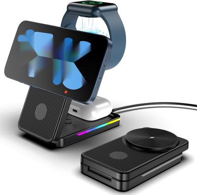 NeotrixQI Ładowarka MagSafe 15W, szybkie ładowanie, składana, do iPhone, Apple Watch, AirPods