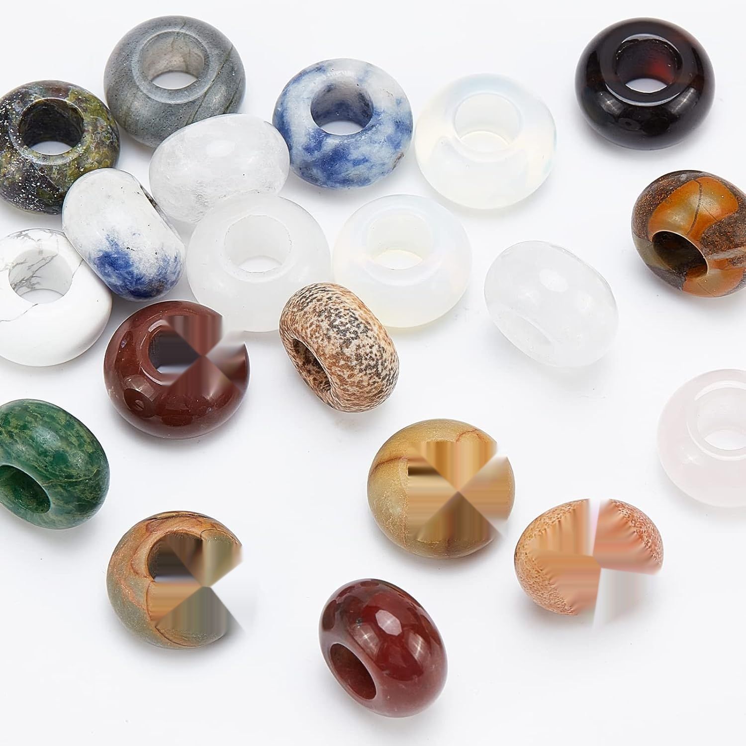 NBEADS 20 szt. 14mm Europejskie Koraliki z Kamieni Szlachetnych, 5mm Duże Otwory