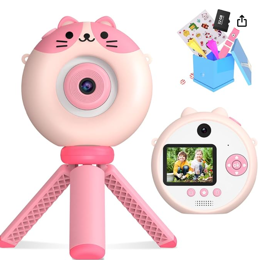 Uleway Aparat dla dzieci, ULEWAY 8X Zoom Selfie Wideo Aparat fotograficzny dla dzieci ze wsparciem, 20MP 1080P HD