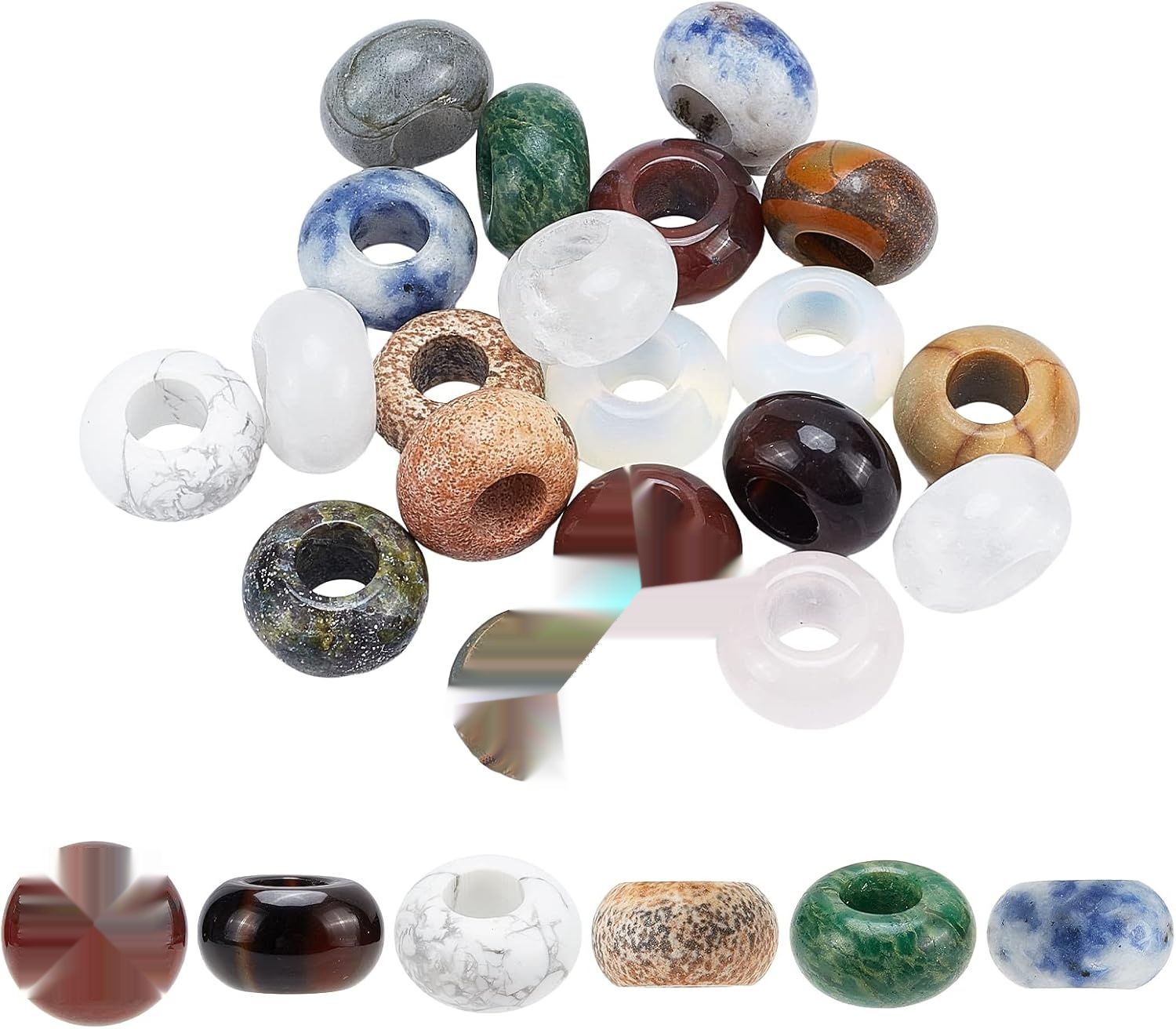 NBEADS 20 szt. 14mm Europejskie Koraliki z Kamieni Szlachetnych, 5mm Duże Otwory