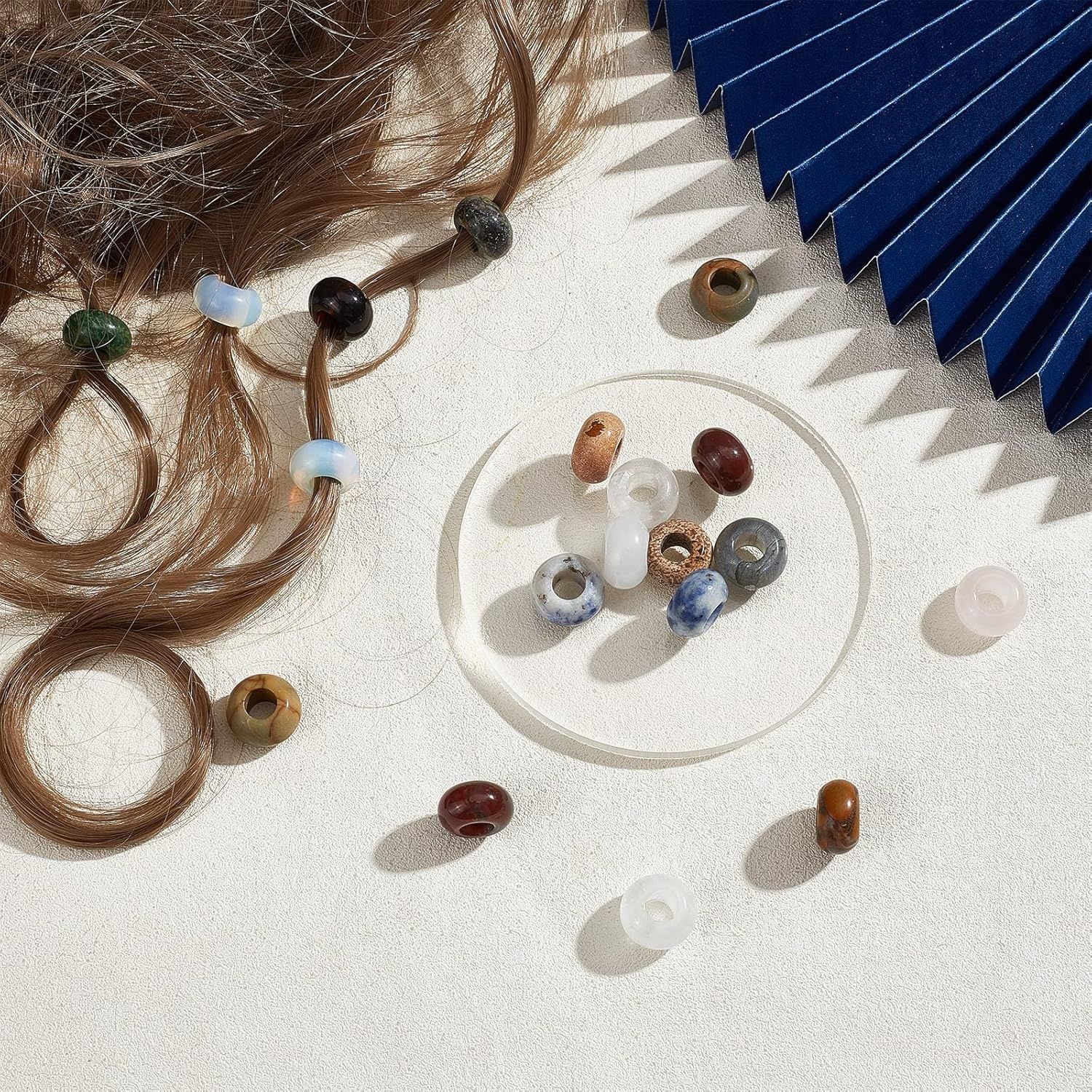 NBEADS 20 szt. 14mm Europejskie Koraliki z Kamieni Szlachetnych, 5mm Duże Otwory