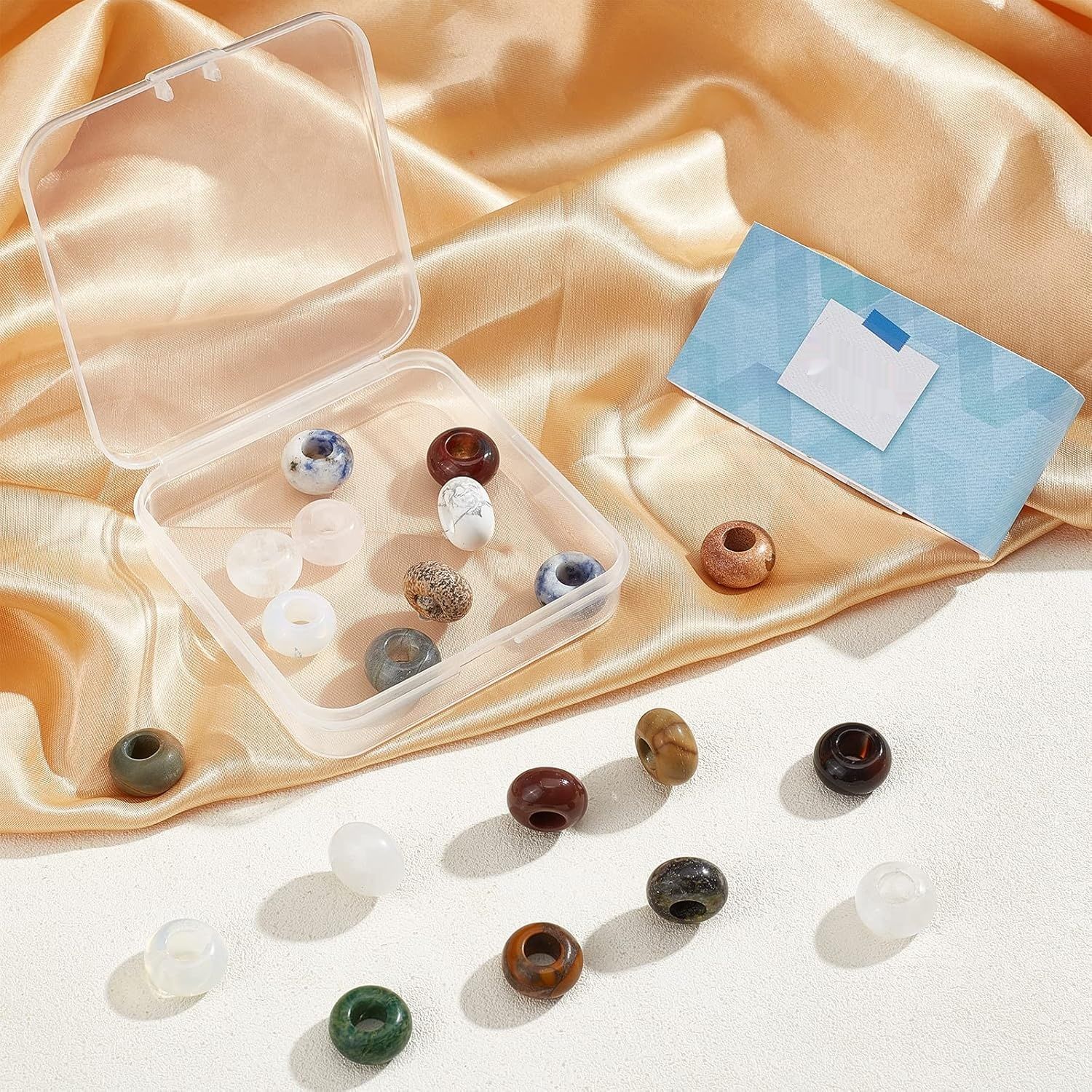 NBEADS 20 szt. 14mm Europejskie Koraliki z Kamieni Szlachetnych, 5mm Duże Otwory