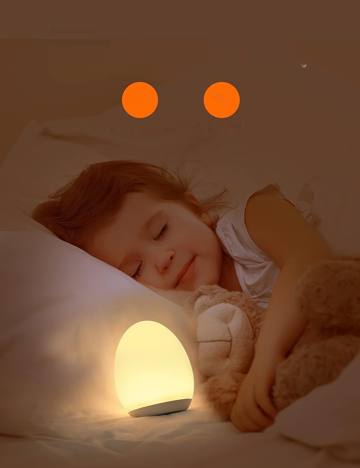 sympa Lampka nocna dla dzieci, ściemnianie, 8 kolorów, timer 1H, hak, USB-C