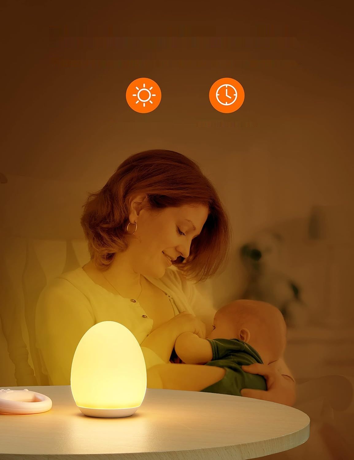 sympa Lampka nocna dla dzieci, ściemnianie, 8 kolorów, timer 1H, hak, USB-C