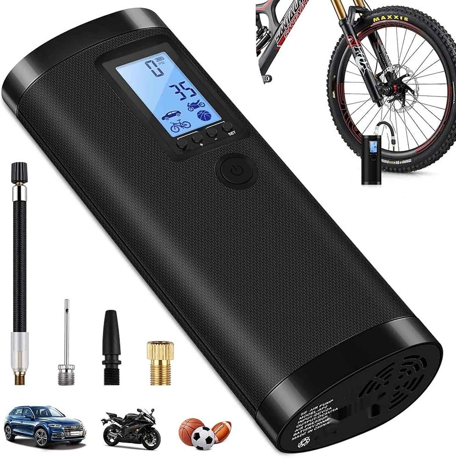 VEEAPE pompka powietrza 10,3 bar, 150 psi, LCD, LED, do auta i roweru