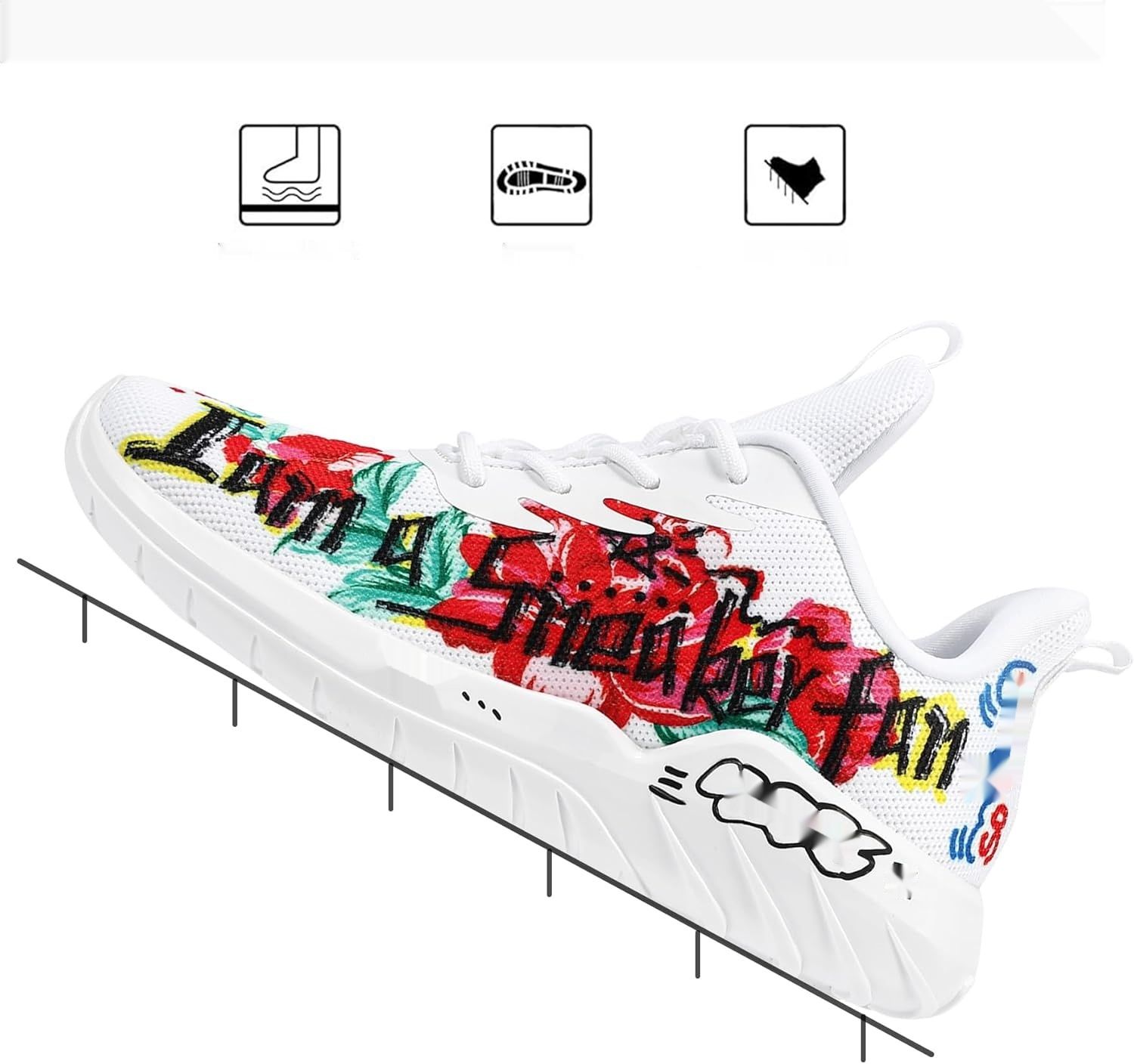 soulsfeng Męskie buty do biegania, lekkie, wygodne, oddychające, biały, 47.5 EU