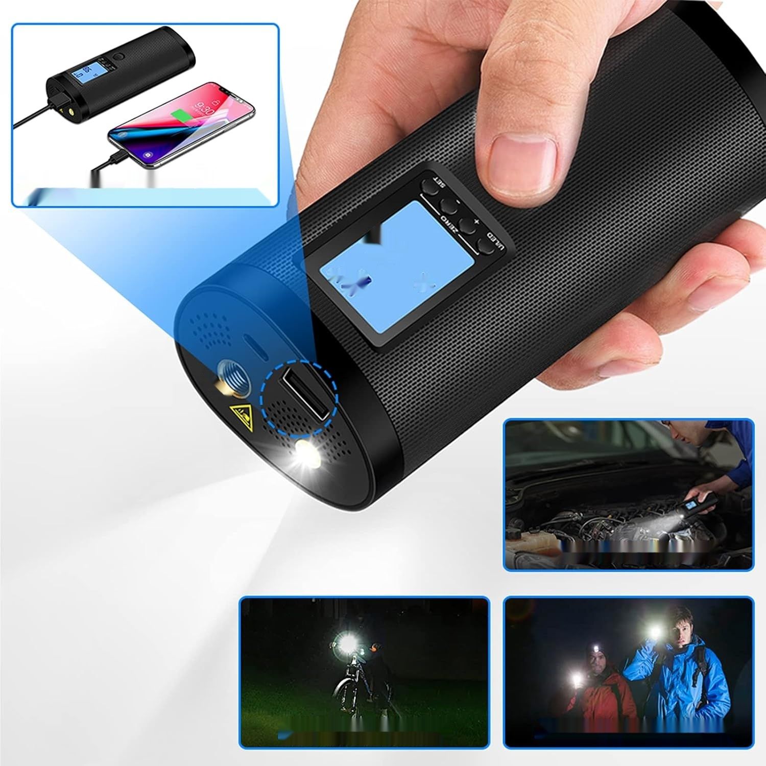 VEEAPE pompka powietrza 10,3 bar, 150 psi, LCD, LED, do auta i roweru