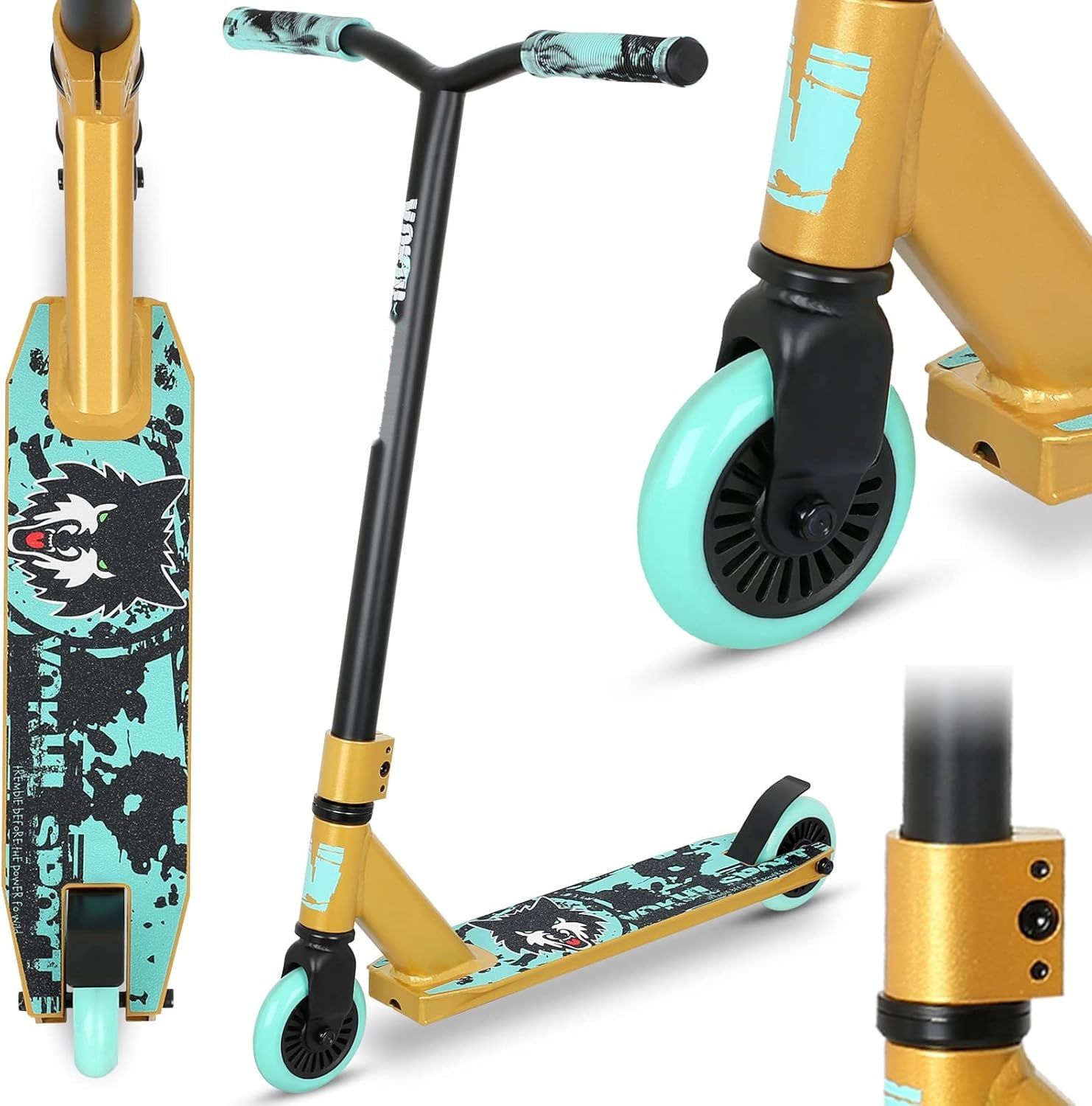 Stunt Scooter Joycruise Profi Scooters dla dzieci od 6 lat, 360° kierownica, 100mm koła