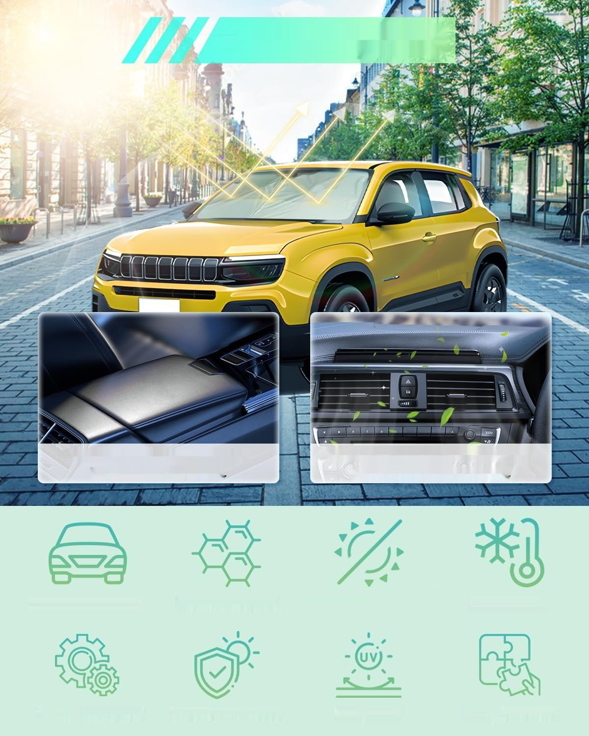 GAFAT Kompatybilny z Jeep Avenger 2023-2024 Ochrona Przeciwsłoneczna