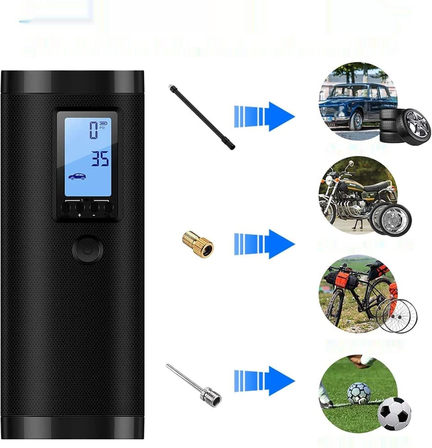 VEEAPE pompka powietrza 10,3 bar, 150 psi, LCD, LED, do auta i roweru