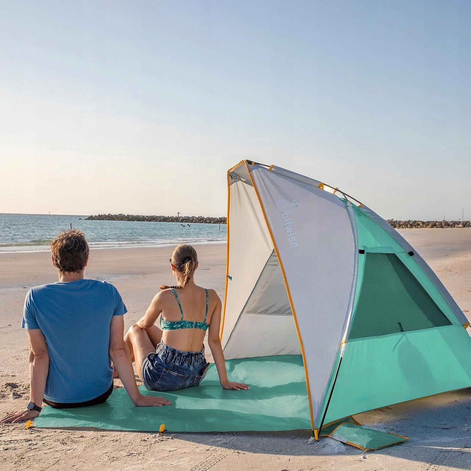 WolfWise Plażowy Namiot z Ochroną UV 50+ dla 2-3 Osób, Przenośny, Camping