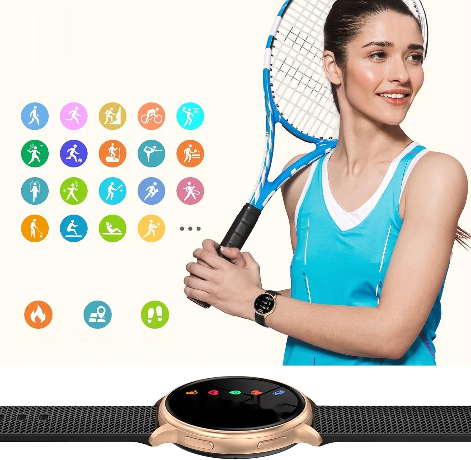 Smartwatch z funkcją telefonu, zegarek z dotykowym ekranem 1,32 cala, IP67.