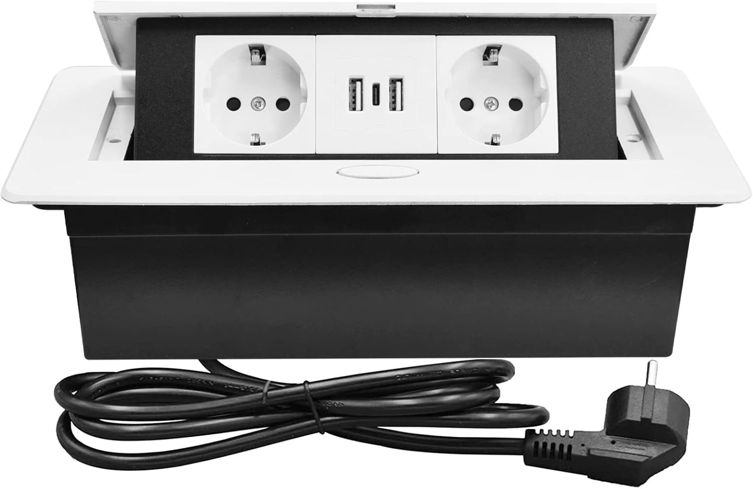 Simmpatuu Listwa zasilająca z 2 gniazdami oraz 2 USB + typ C, chowane gniazdko.